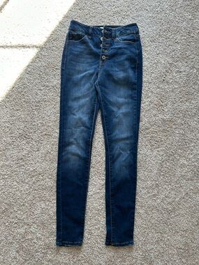 KanCan Dark Blue High-Rise Button-Fly Skinny Jeans